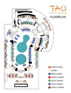 Tao beachclub Las Vegas Table Map